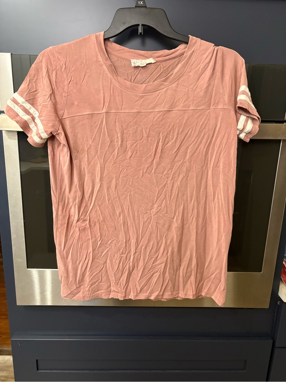 Pink Republic Blush Pink Varsity Stripe Tee Size XL Casual Short Sleeve Top